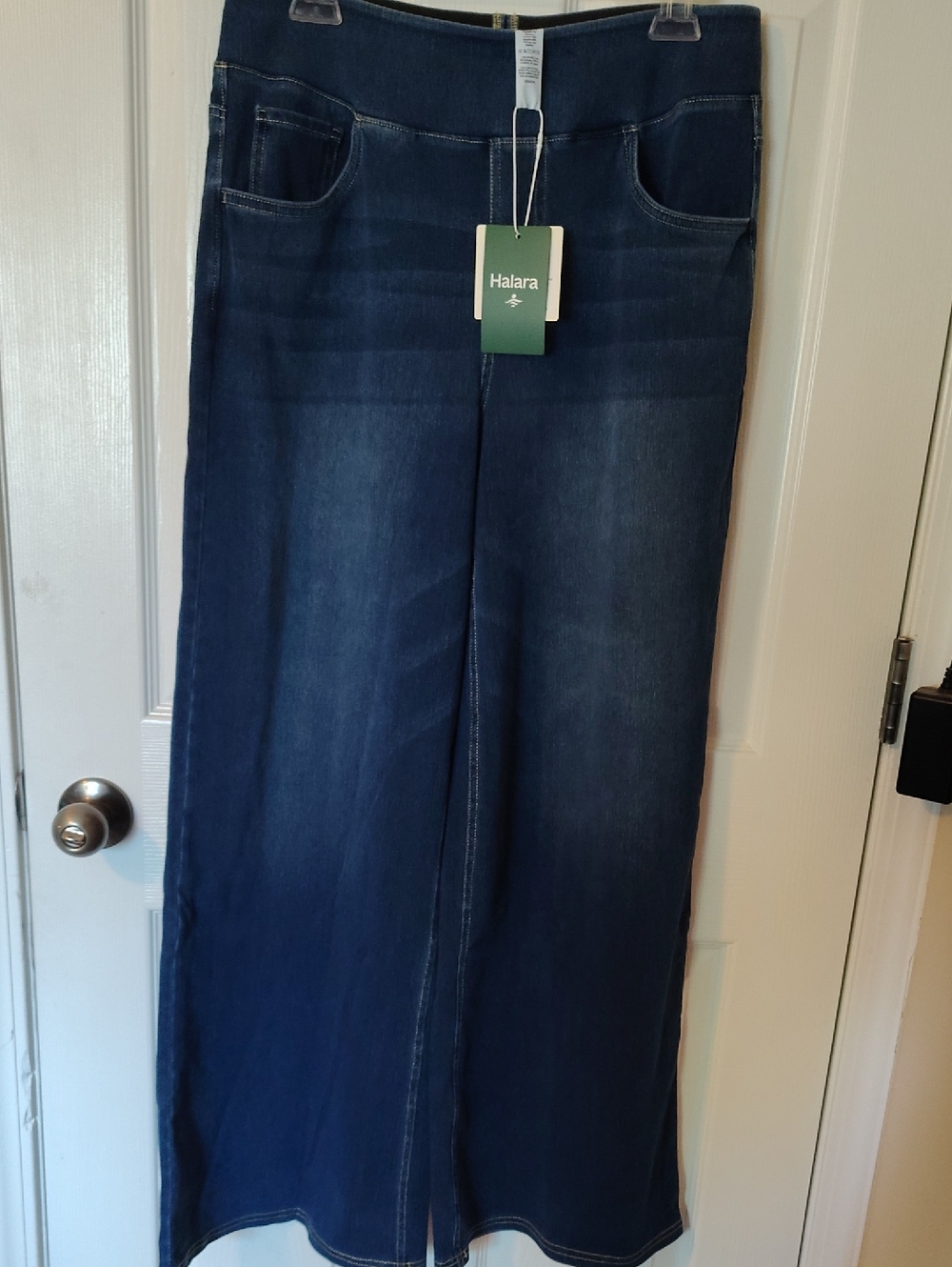 HALARA Dark Blue Wide-Leg Flare Jeans